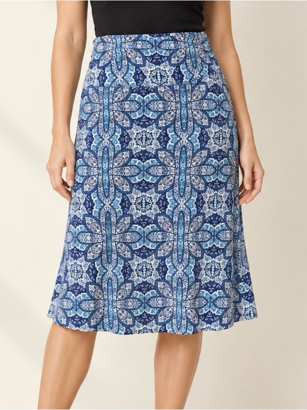 Artisian NY Blue & White Floral Print Skirt S/M